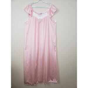 (85) Vintage Featherbed NY Womens Nightgown Size 2X Pink Cottagecore Granny USA